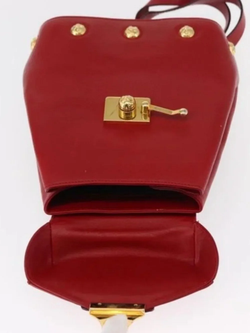 Salvatore Ferragamo Backpack Leather Red Gold Auth 150428